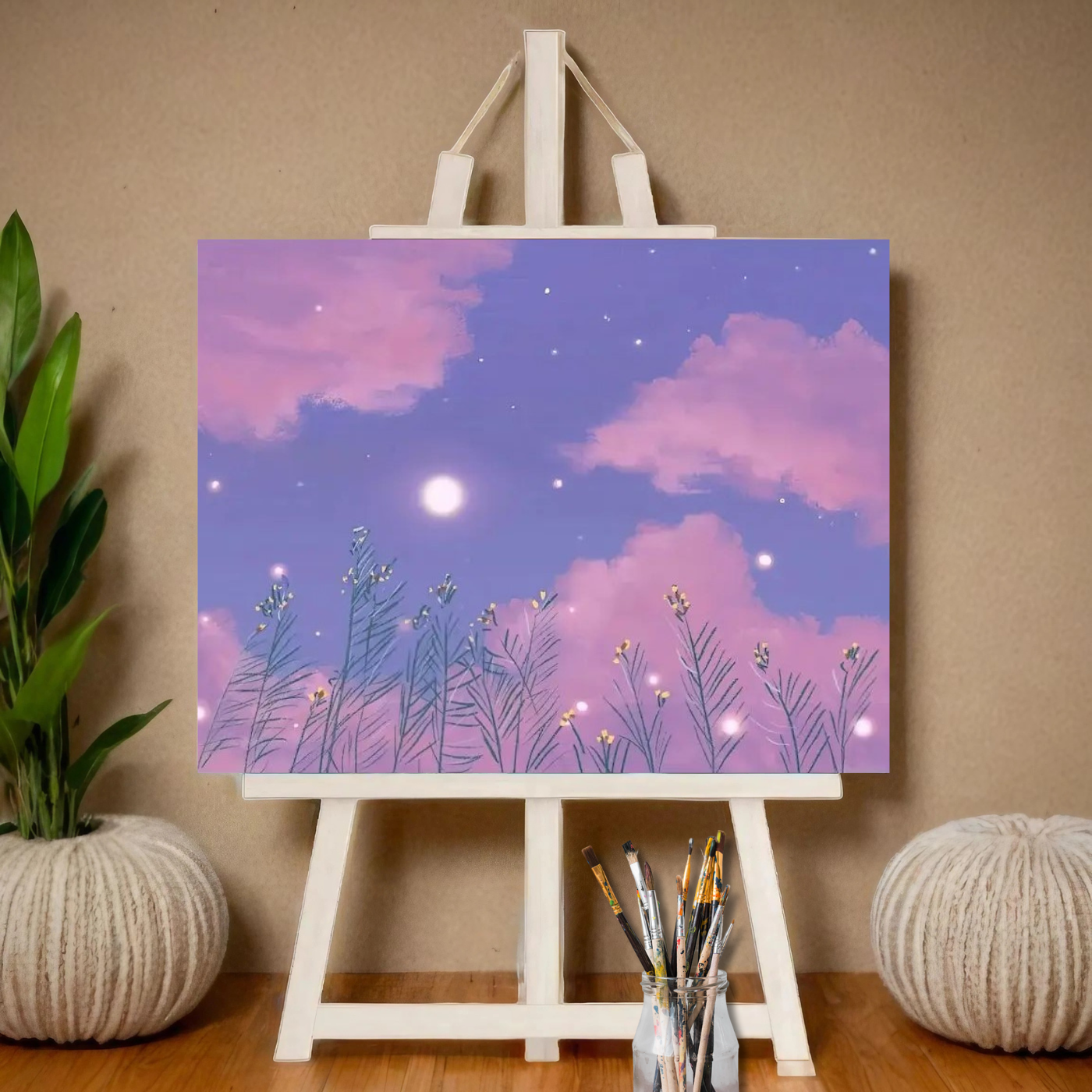 Peinture par numéro ciel violet chevalet art