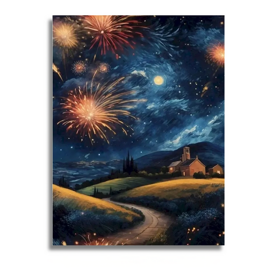 Peinture par numéro Lune et feux d'artifice