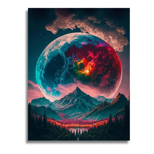 Peinture par numéro Lune et montagne