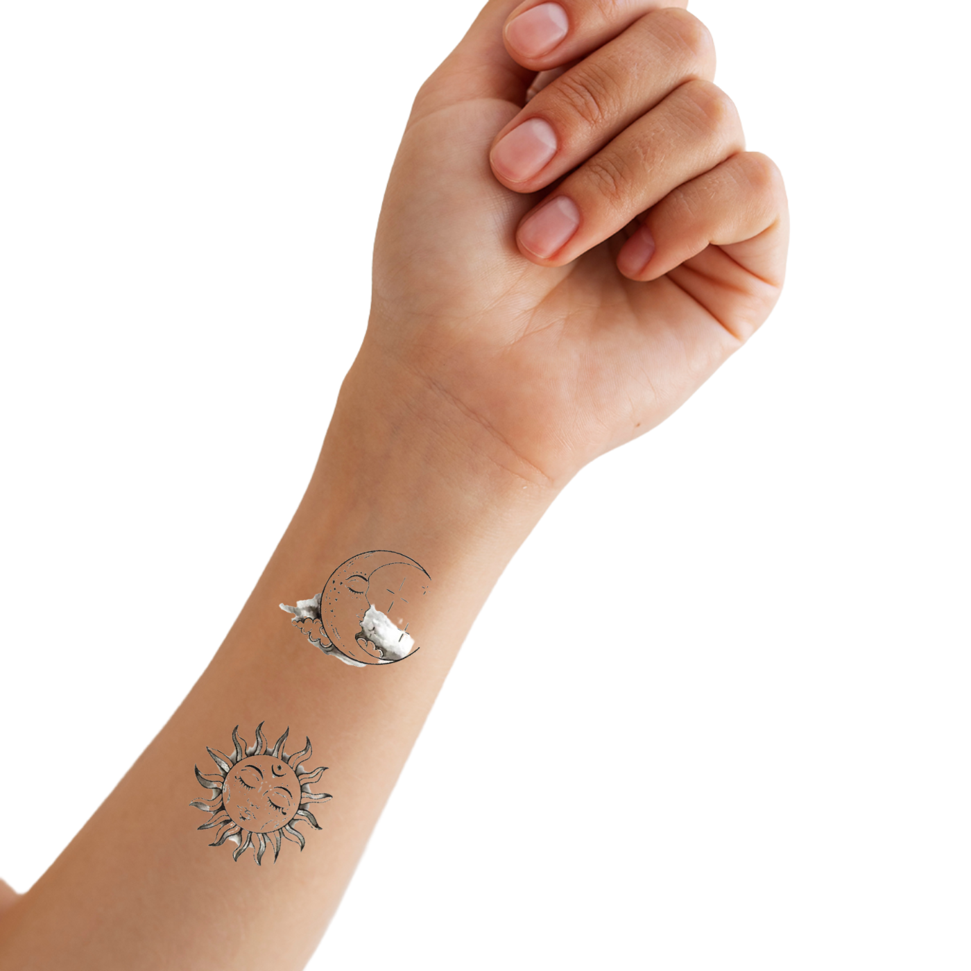 tatouage temporaire lune et soleil
