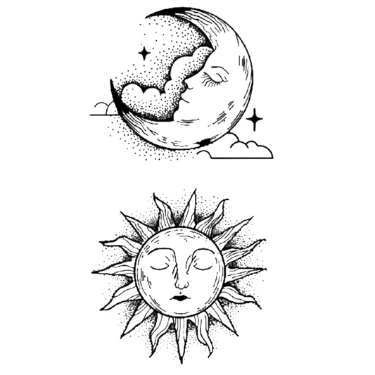 tatouage éphémère lune et soleil