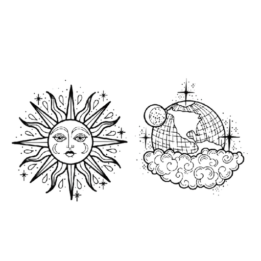 tatouage temporaire soleil à visage