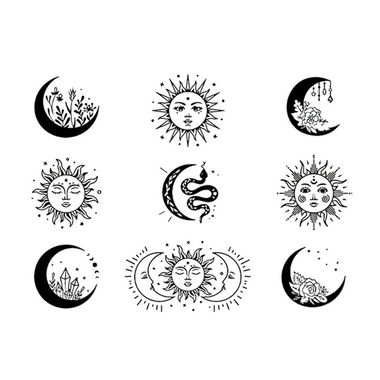 tatouage temporaire lune et soleil 