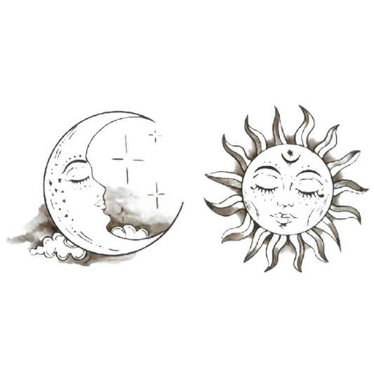 tatouage temporaire lune et soleil